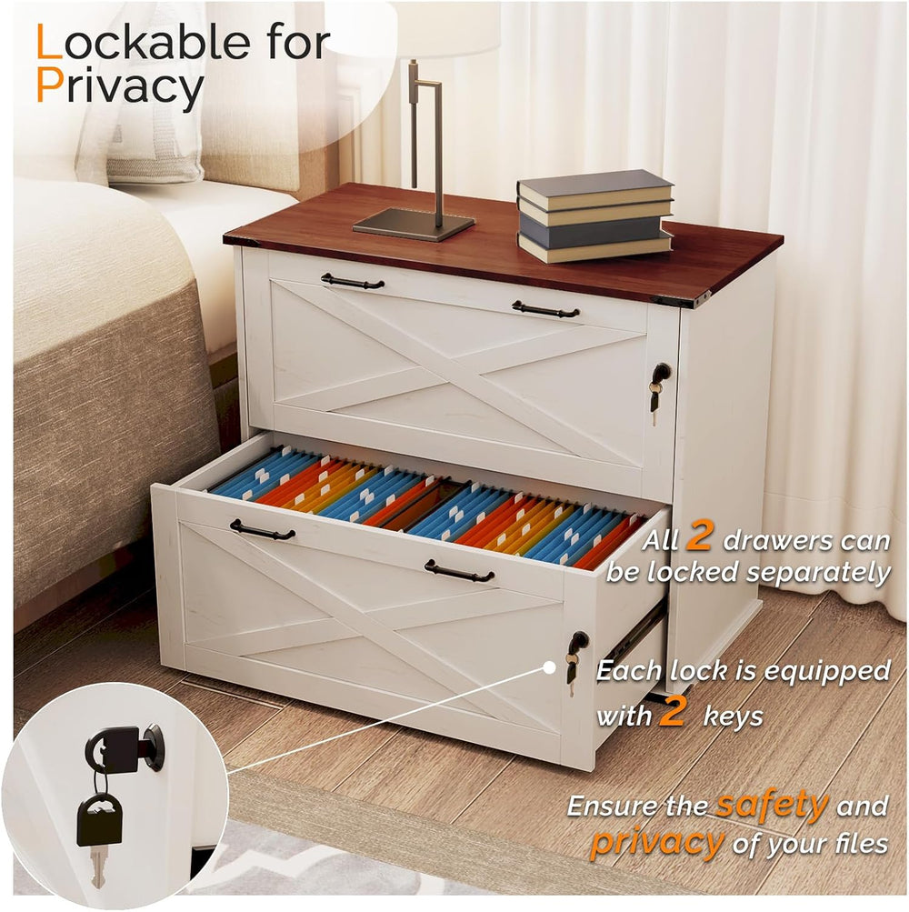 VINGLI 2 Drawer File Cabinet with Lock, Home Office Filing Organizer, for Let...