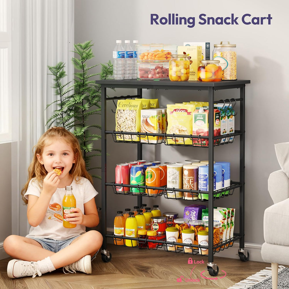 SWTYMIKI 24.4''x15.7'' Rolling Microwave Cart - 4 Tier Microw...