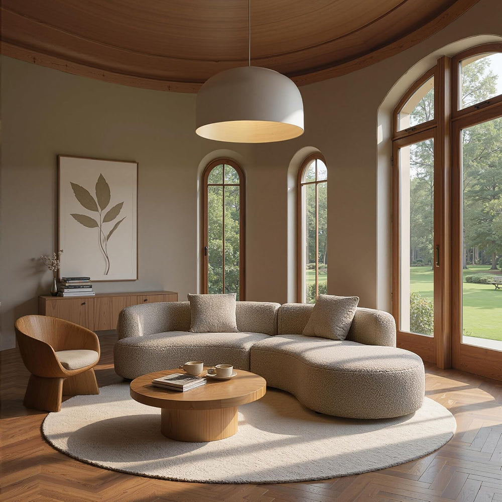 Acanva Modern Curved Sectional Living Room Couch, Minimalist Comfy Boucle Fab...