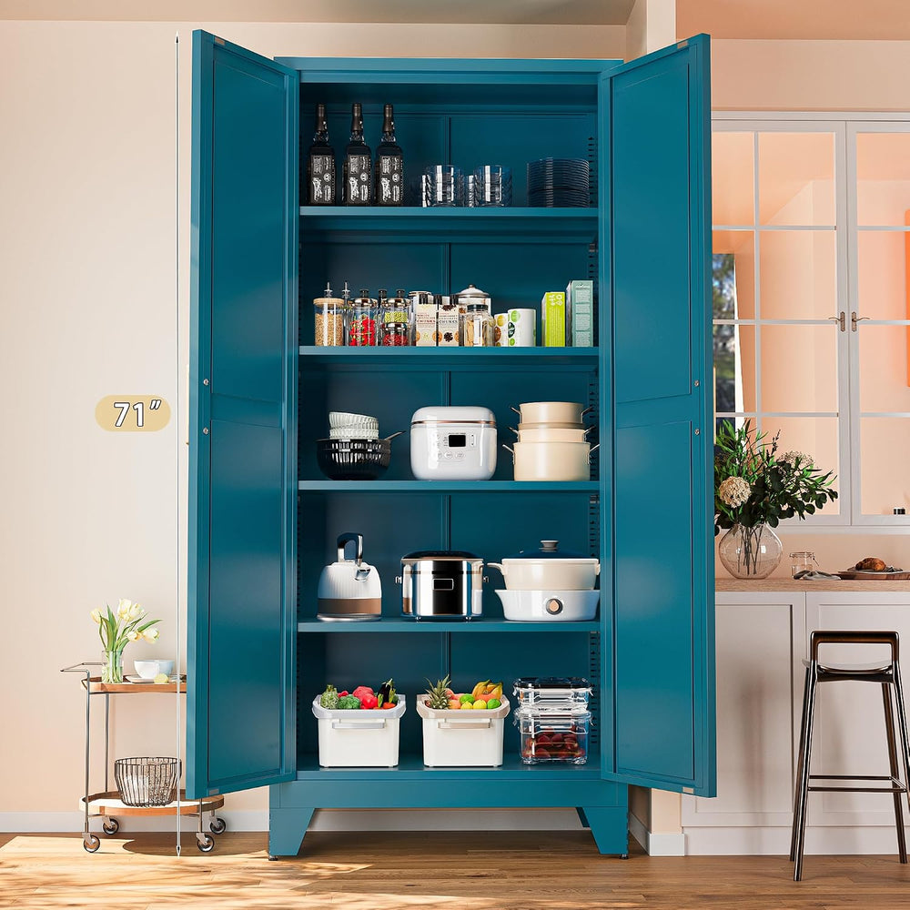 Washsemba 71'' Farmhouse Metal Storage Cabinet with Barn Doors,Steel ...