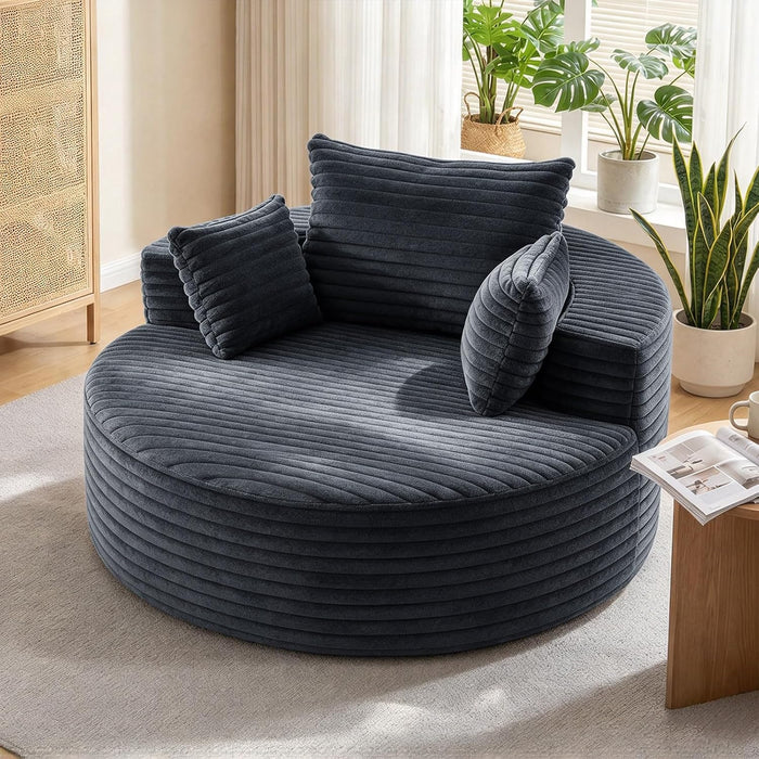 Oversized Chaise Lounge Chair Indoor, Boneless Sleeper Sofa Bed with Pillows, Deep Seat Sleeper Couch Reading Chairs, Cloud Sofas Couches for Living Room (Gray, Round-50in)