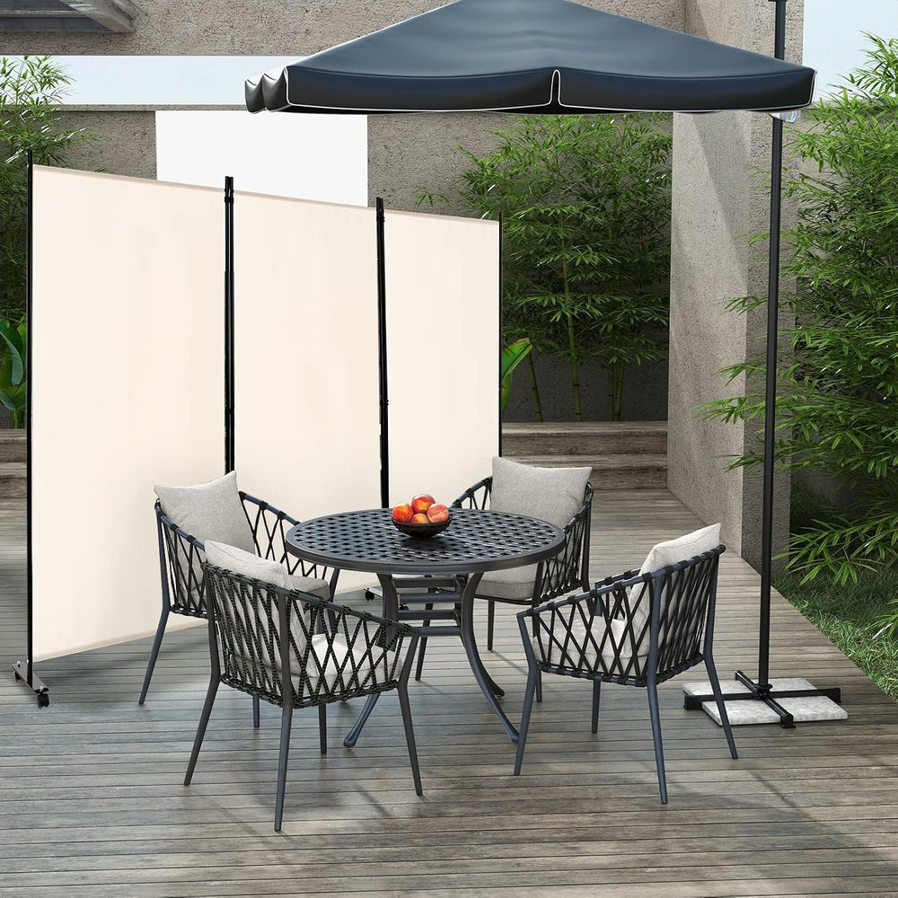 3 Panels Folding Privacy Screen, 6FT White Rolling Room Divider