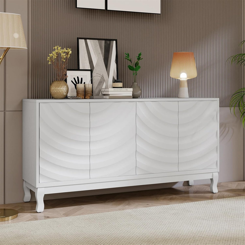 LKTART 59.84" Sideboard Buffet Storage Cabinet for Dining Room, Wavy Pat...