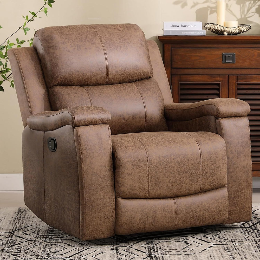 CANMOV Leather Recliner Chair, Classic and Traditional Manual Recliner Chair ...