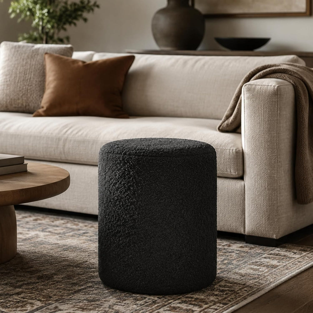 Joveco Round Ottoman Footrest, Upholstered Vanity Stool for Makeup Living Roo...