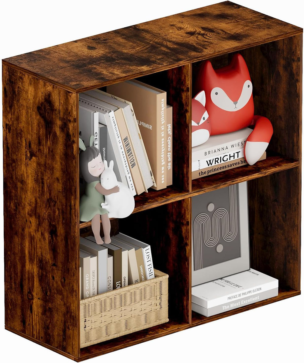 Book Shelf, Wooden Cube Storage Organizer with 11" Open Cubes, Stackable...