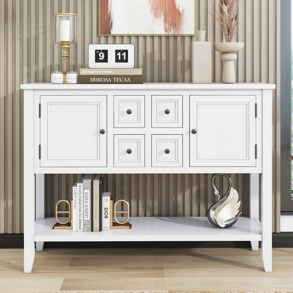 P PURLOVE Console Table Buffet Sideboard Sofa Table with Drawers Cabinets and...