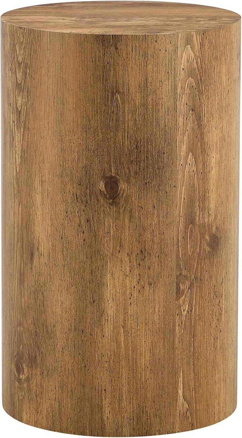Wooden End Table Round Side Table Imitation Marble Grain Coffee Table Modern ...