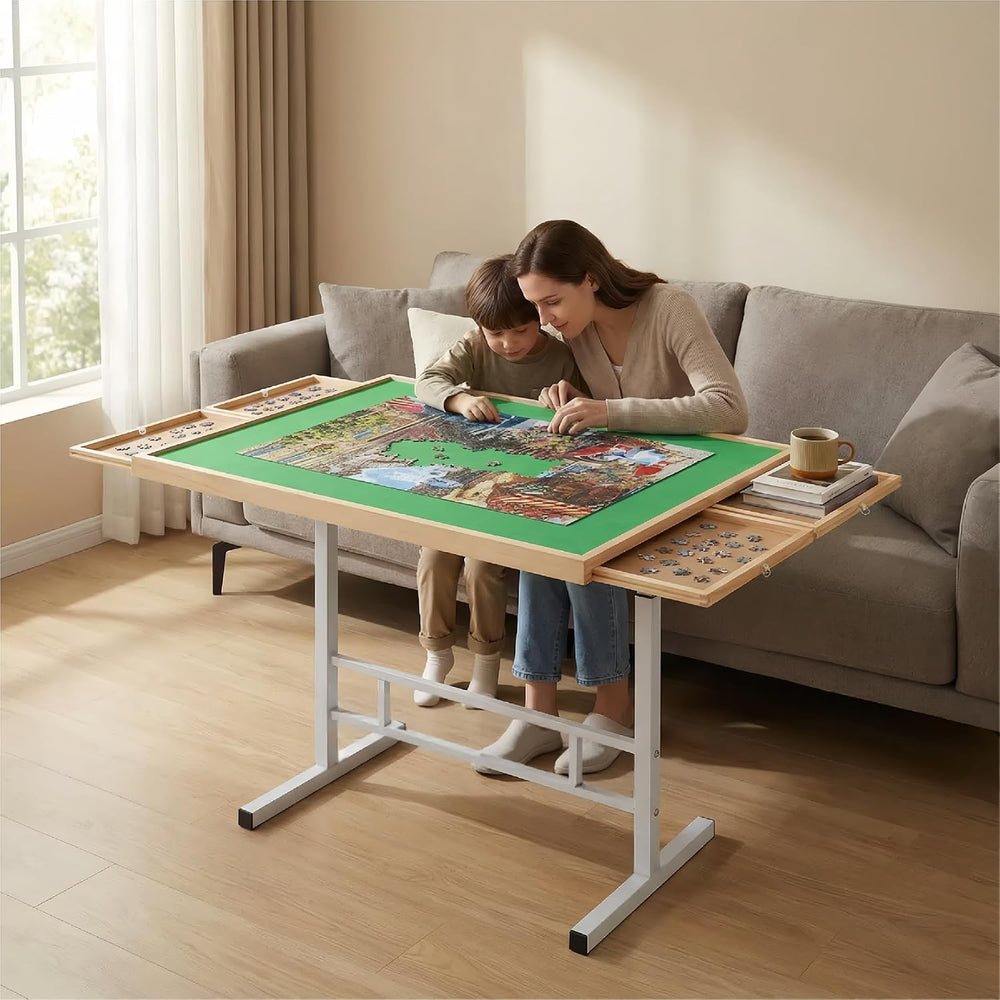 Fanwer 1500 Pieces Tilting Puzzle Table with 4 Drawers & Cover for Adults