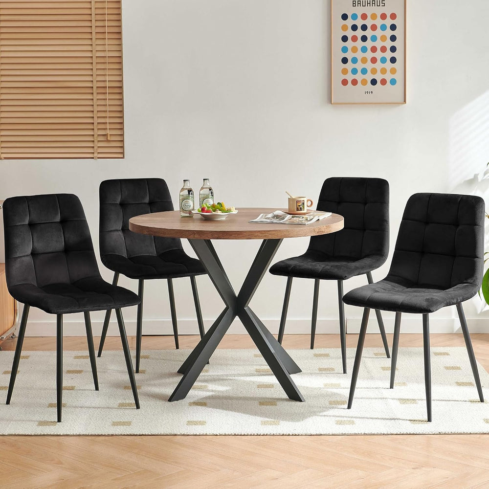 Homedot 37-Inch Round Kitchen Dining Room Table Set for 4, Modern Mid-Century...
