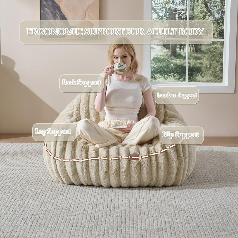Giant Plush Bean Bag Chair for Adults with Armrests,Oversized Comfy Beanbag L...