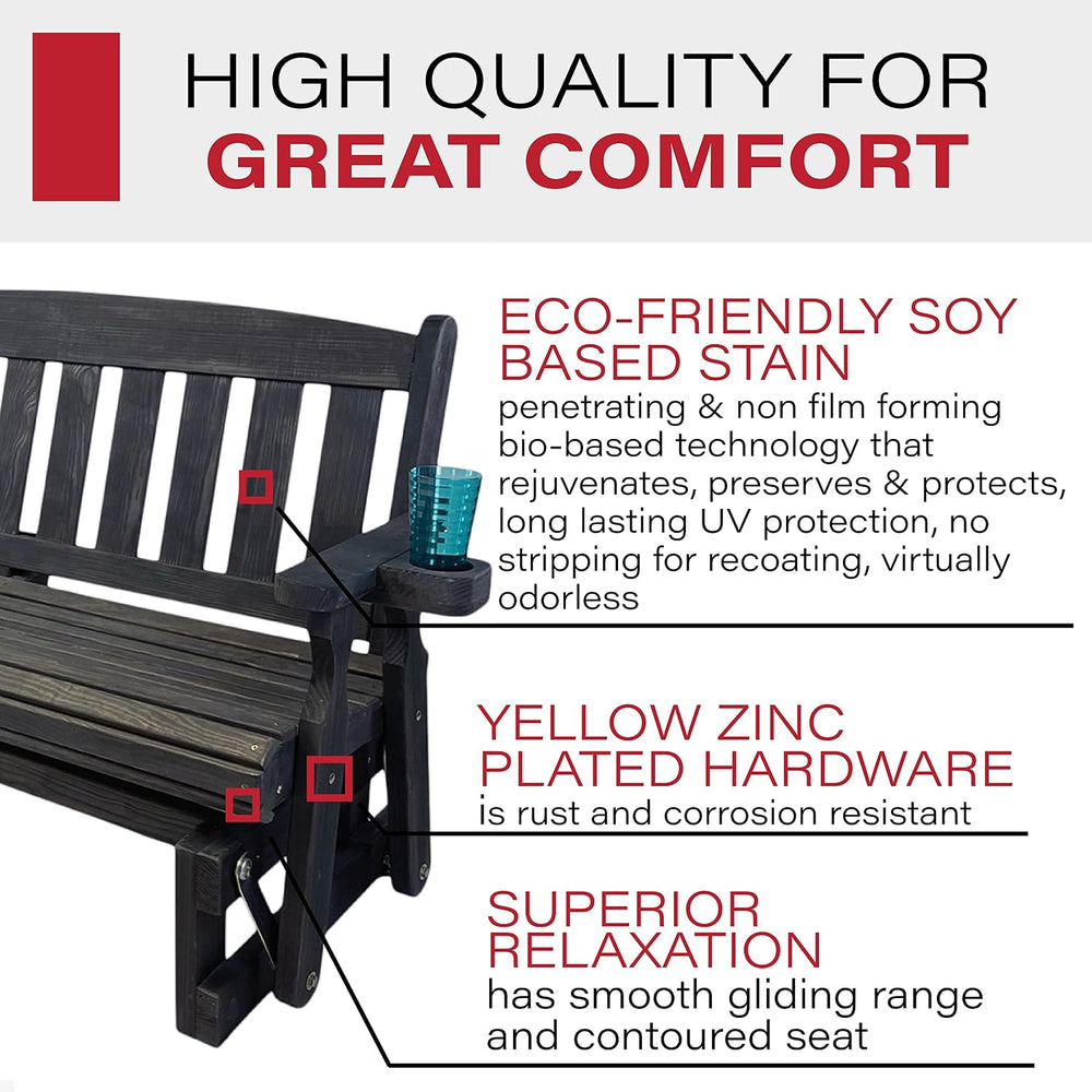 Amish Heavy Duty 800 Lb Mission Pressure Treated Porch Glider with Cupholders...