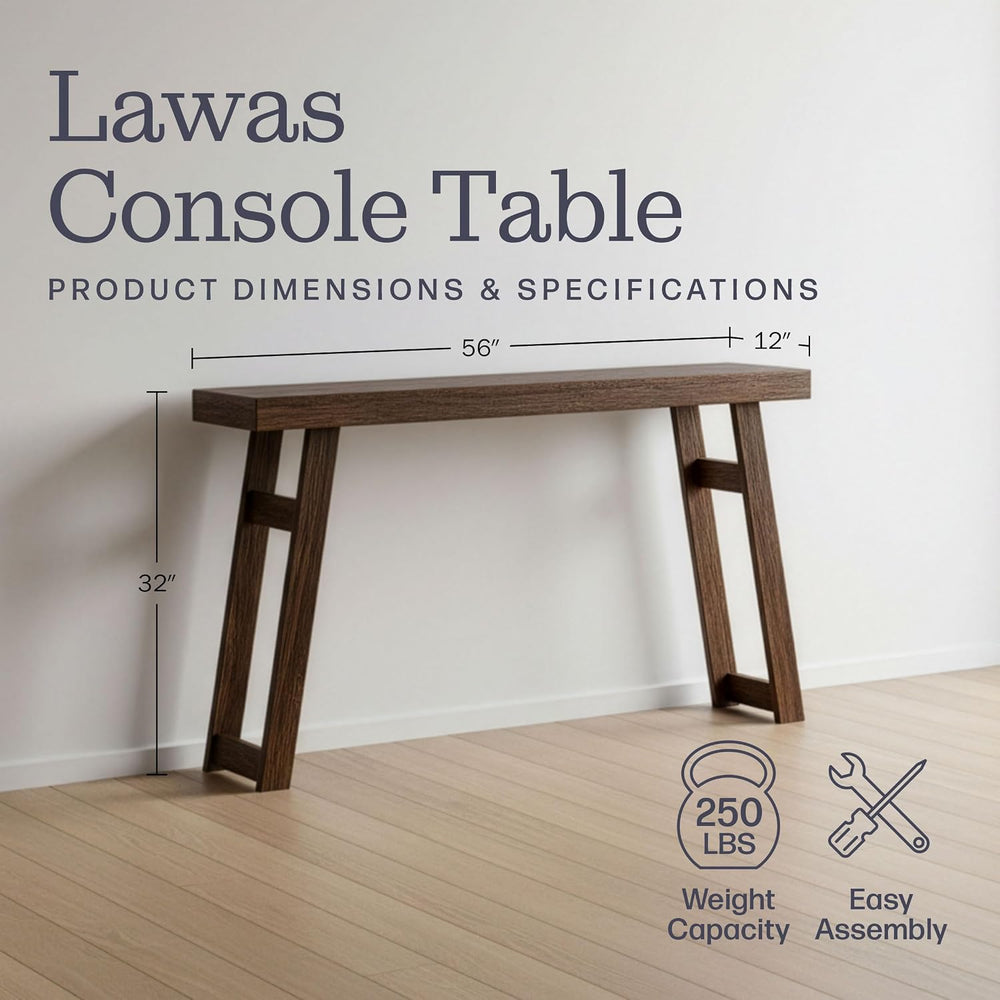 Alaterre Furniture Lawas Solid Wood Console Table, Brown, 56”x12”x32” | Moder...