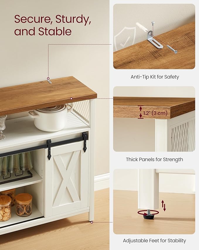 VASAGLE Buffet Cabinet, Coffee Bar Storage Cabinet, Sideboard with 2 Sliding ...