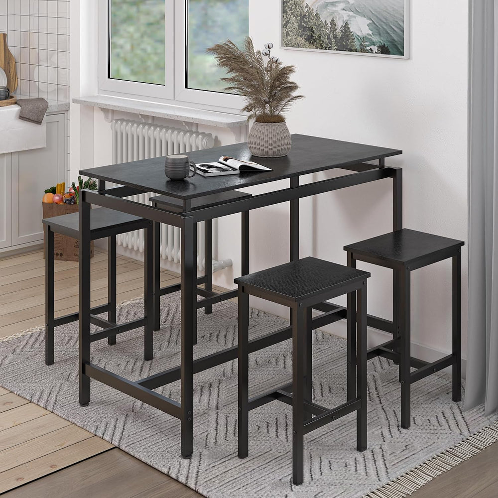 47.2“ 5-Piece Metal Frame Counter Height Dining Table Set for 4, Pub Table | ...
