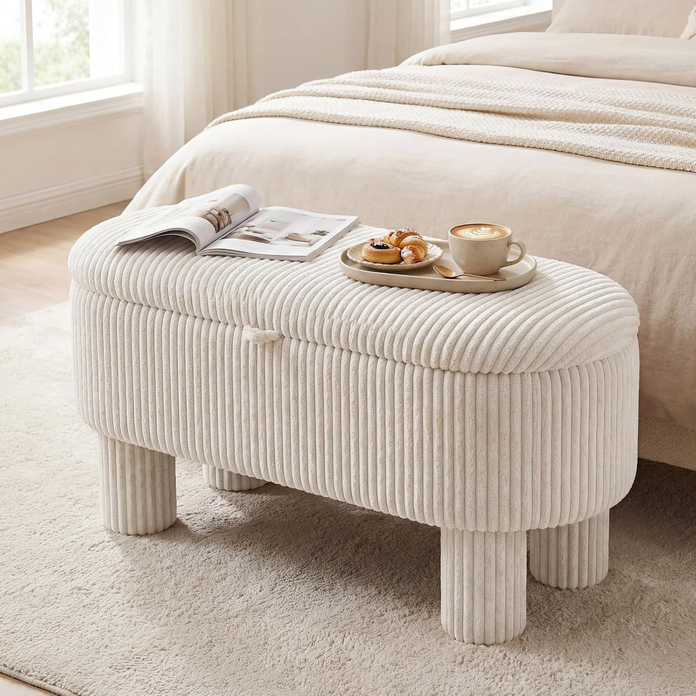 Giantex 42'' Storage Ottoman Bench, Corduroy Fabric Upholstered End o...