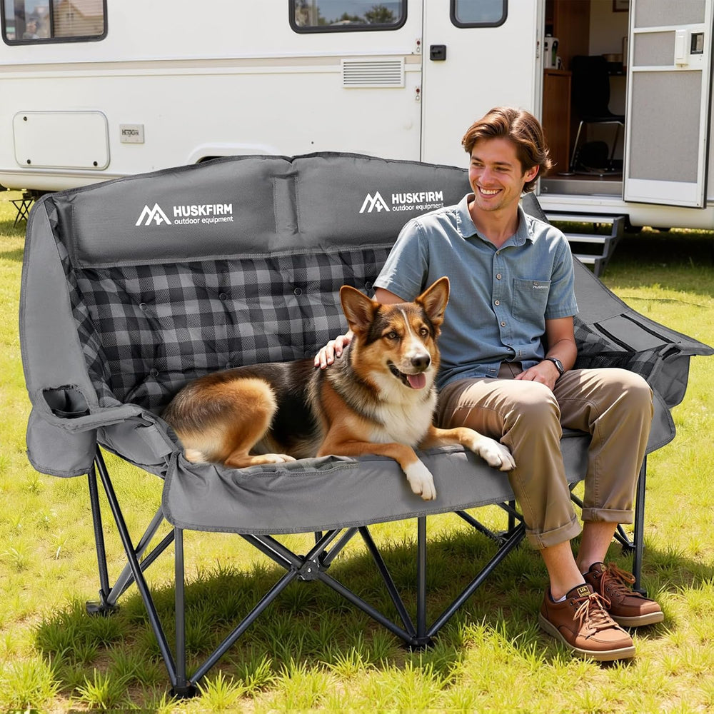 Huskfirm Padded Double Camping Chair High Back 2 Person Camping Chair Oversiz...