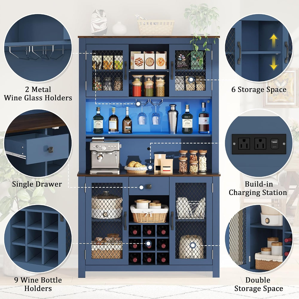 Merax 70.9" Tall Kitchen Pantry Storage Cabinet with Charging Station an...