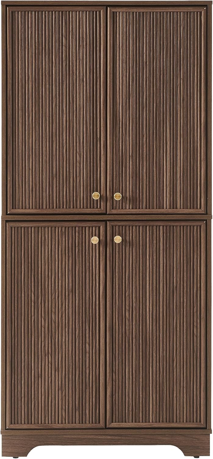 Crosley Furniture Naomi Modern Reeded Kitchen Pantry Storage Cabinet, Dining,...