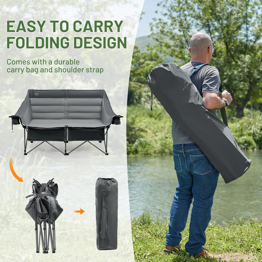 Timber Ridge 600 lbs Double Camping Chair, Ultra-Wide Heavy Duty Outdoor Fold...