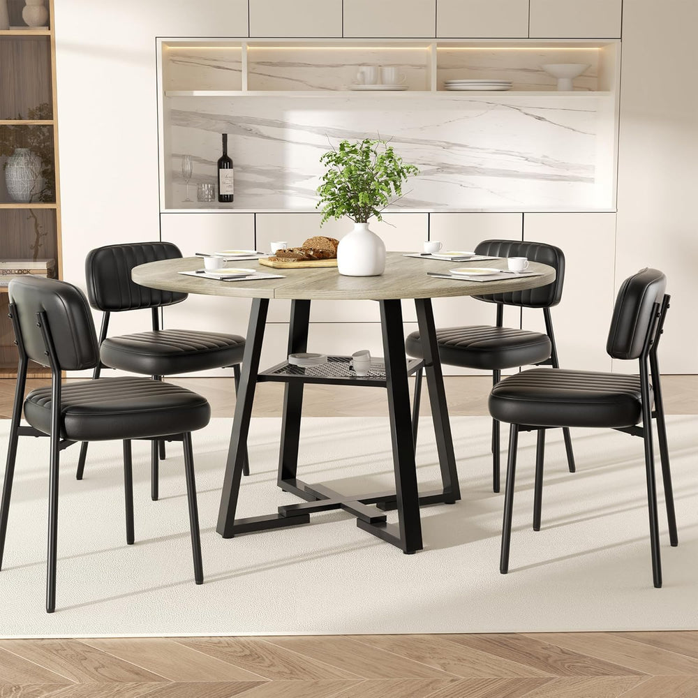 Round Dining Table for 4-6 People,47 Inch Dining Room Table,Modern Circle Kit...