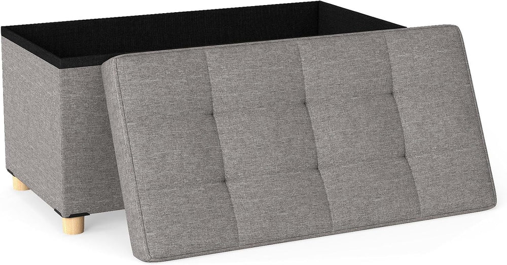 GOFLAME 30 Inches Storage Ottoman Bench, Linen Fabric Footstool with Flip Top...