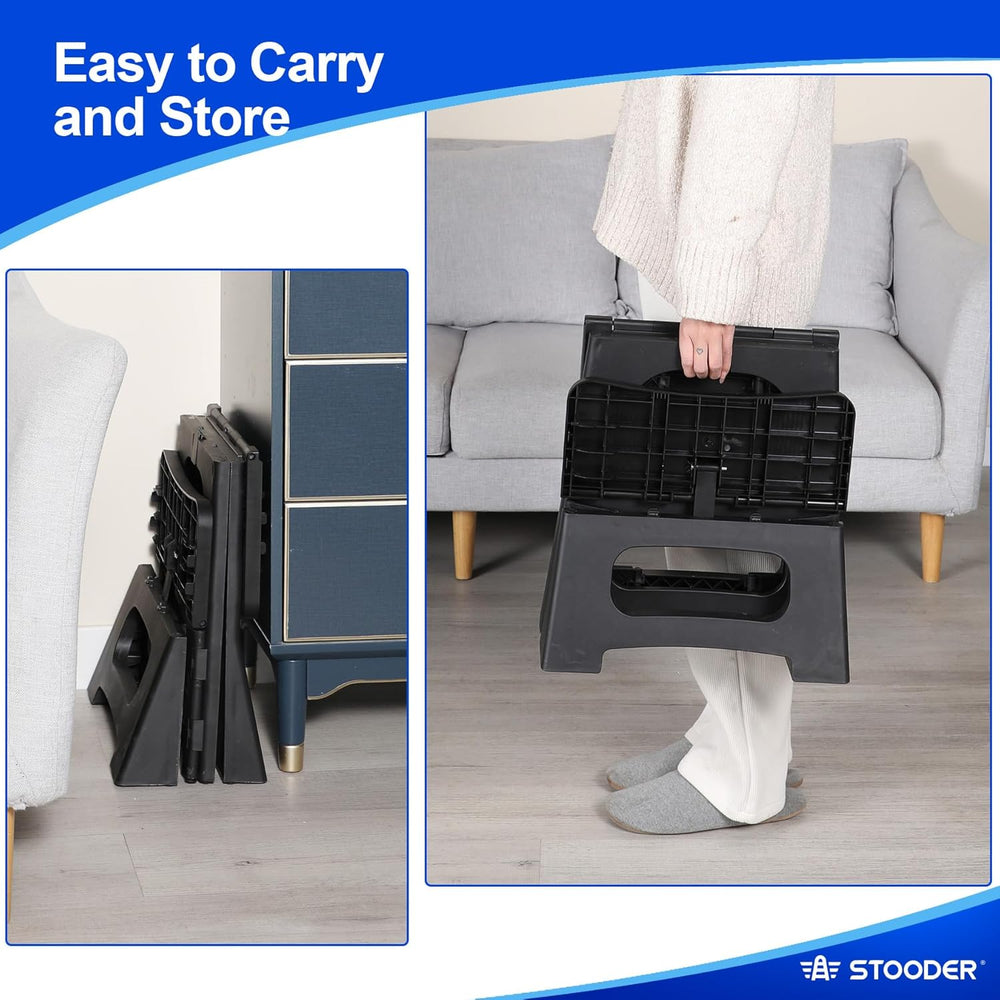 Folding Step Stool, 2-Step 8" 17", Non-Slip, 300lb Capacity | No As...