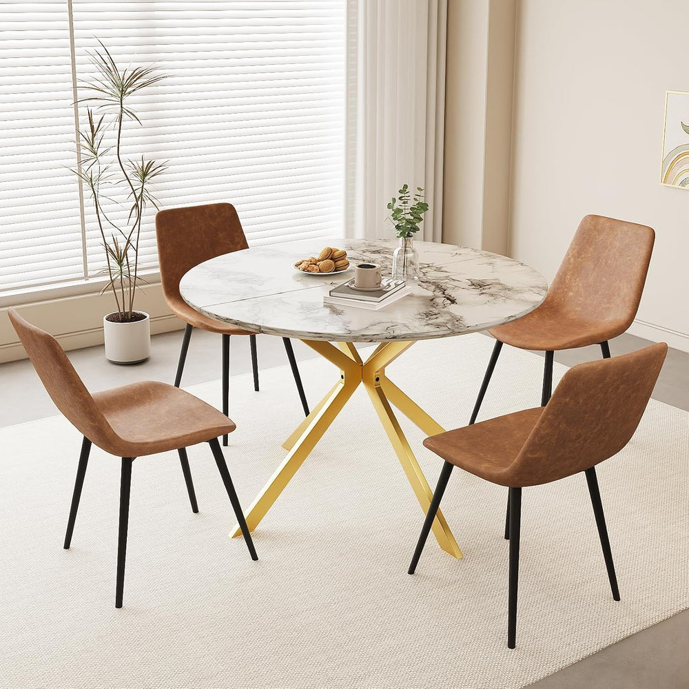 ALBAD 46.4" Round Dining Table, Mid Century Modern Round Dining Room Tab...