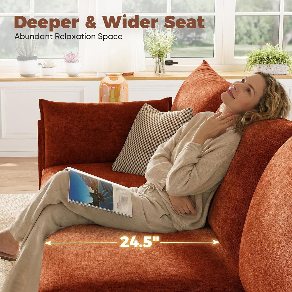 ABCASA L-Shaped 4-Seater Modular Sectional Sofa with Movable Storage Ottoman,...