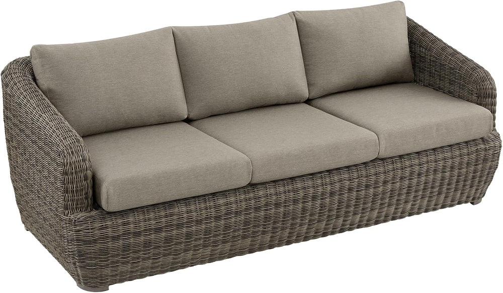 CHITA Patio Wicker 3-Seater Sofa with Removable Cushion, Backyard Rattan Chai...