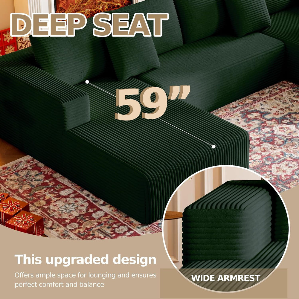 CHORRO134.6''Sectional Couch for Livingroom,Modular Corduroy Cloud Co...