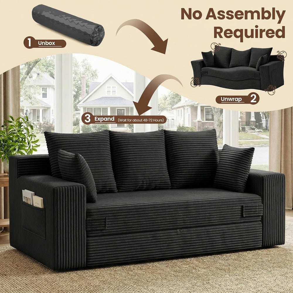 JUIKURY Couches 70 inch: 3-in-1 Convertible Sofa Bed Futon Couch Bed, Oversiz...