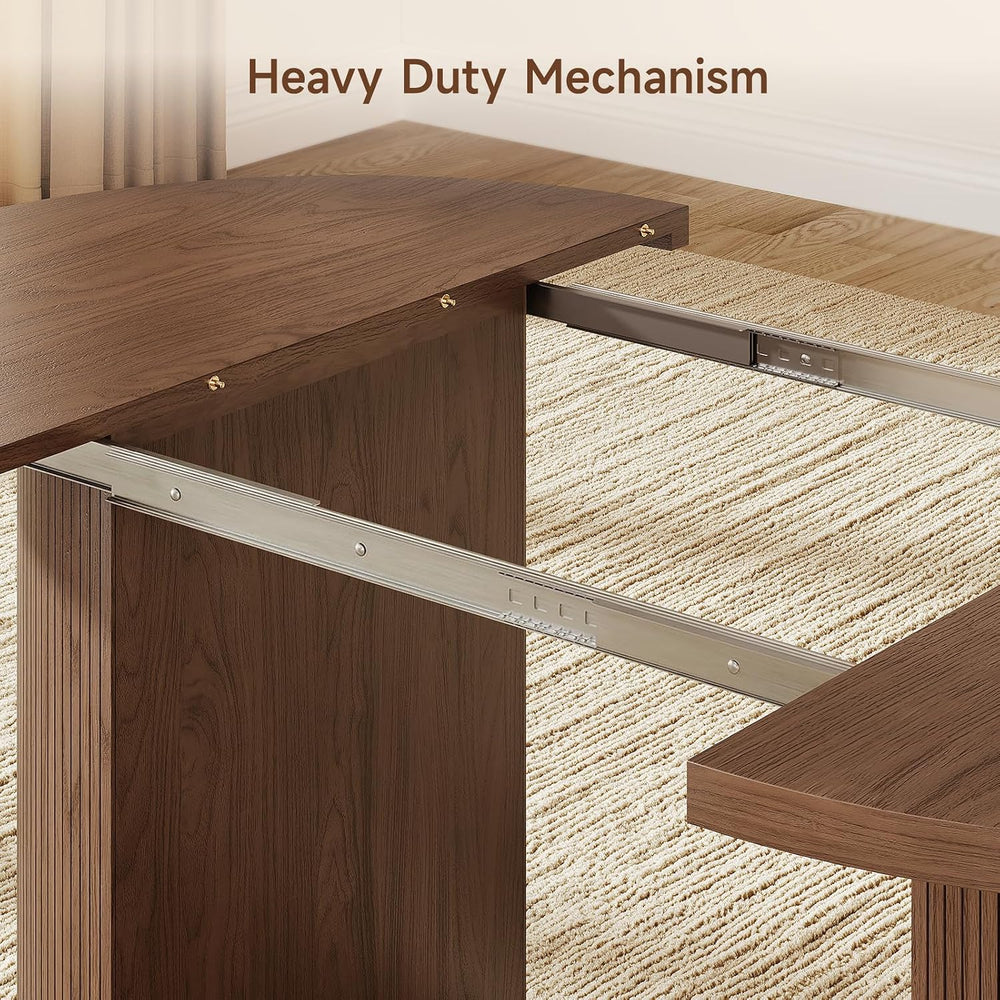 ONBRILL 41-78 Inch Extendable Dining Table for 4-8, Storage Shelf, Walnut