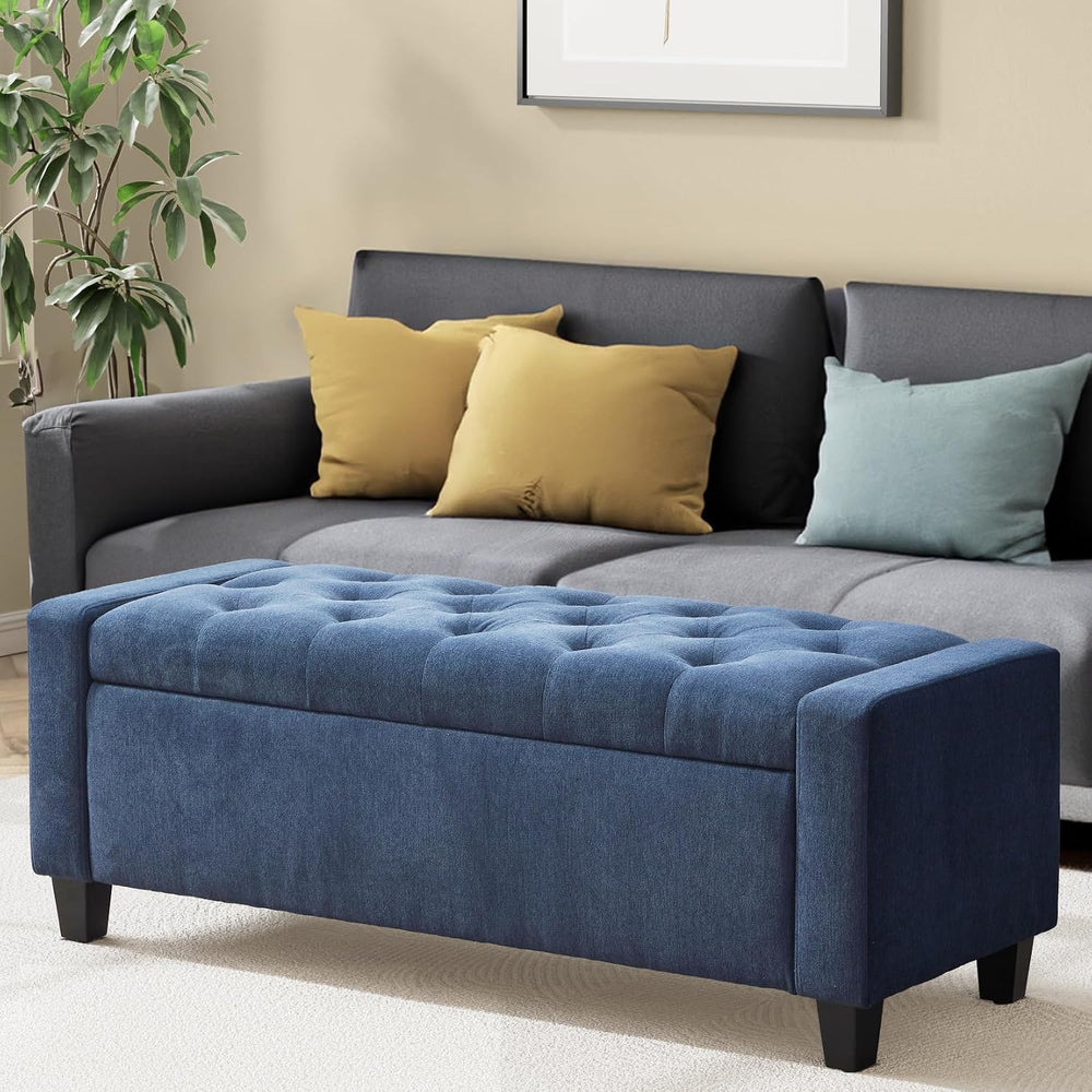 Zihanhome Ottoman with Storage, 48.8" Fabric Storage Ottoman Bench with ...