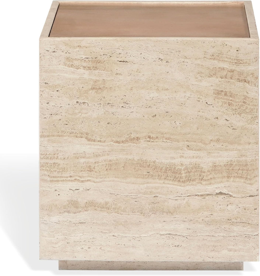 SAFAVIEH Couture - Leslianne Square Accent Table - Natural Solid Wood Top &am...