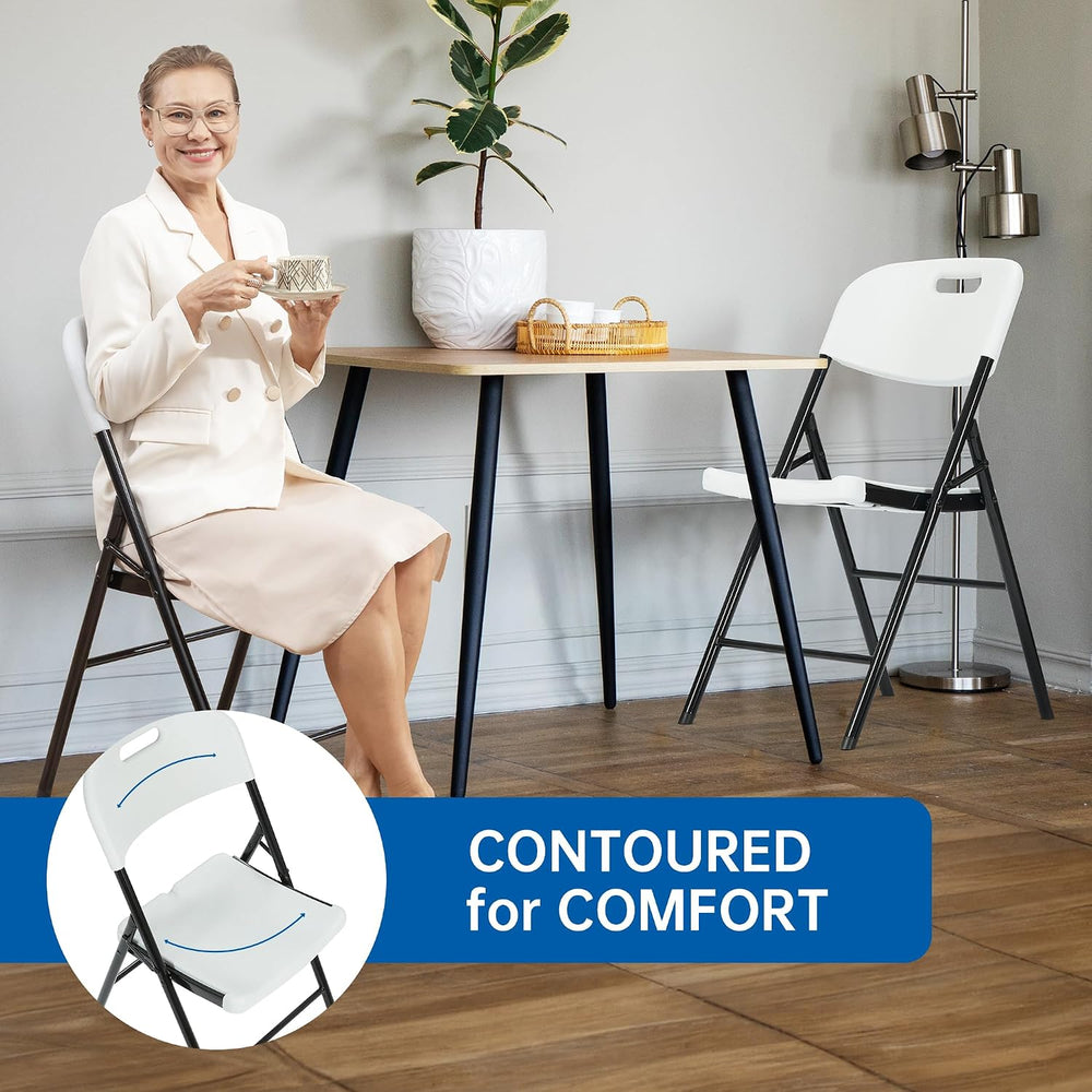 10 Pack Thicker 800 LBS White Folding Chairs, Commercial Grade Folding Chair,...