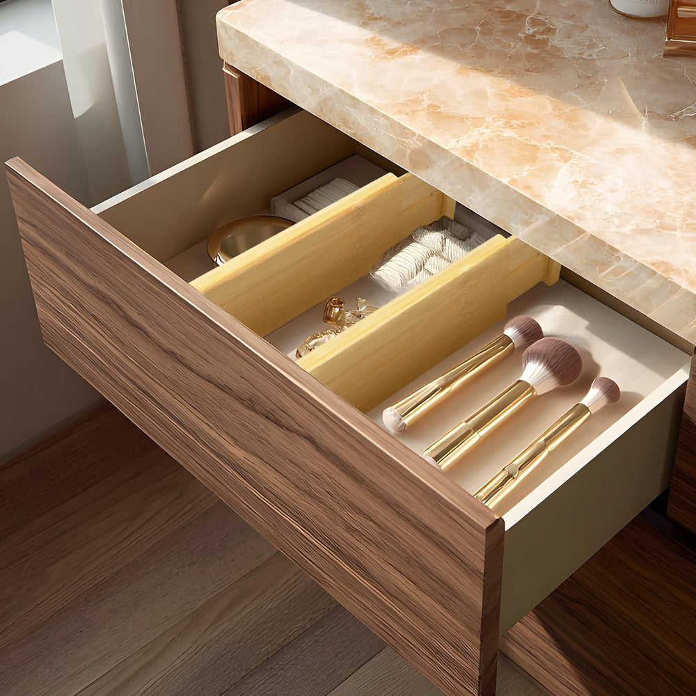 VaeFae 6 Pack Bamboo Drawer Dividers, 4" High Adjustable 11.9-17.1"...