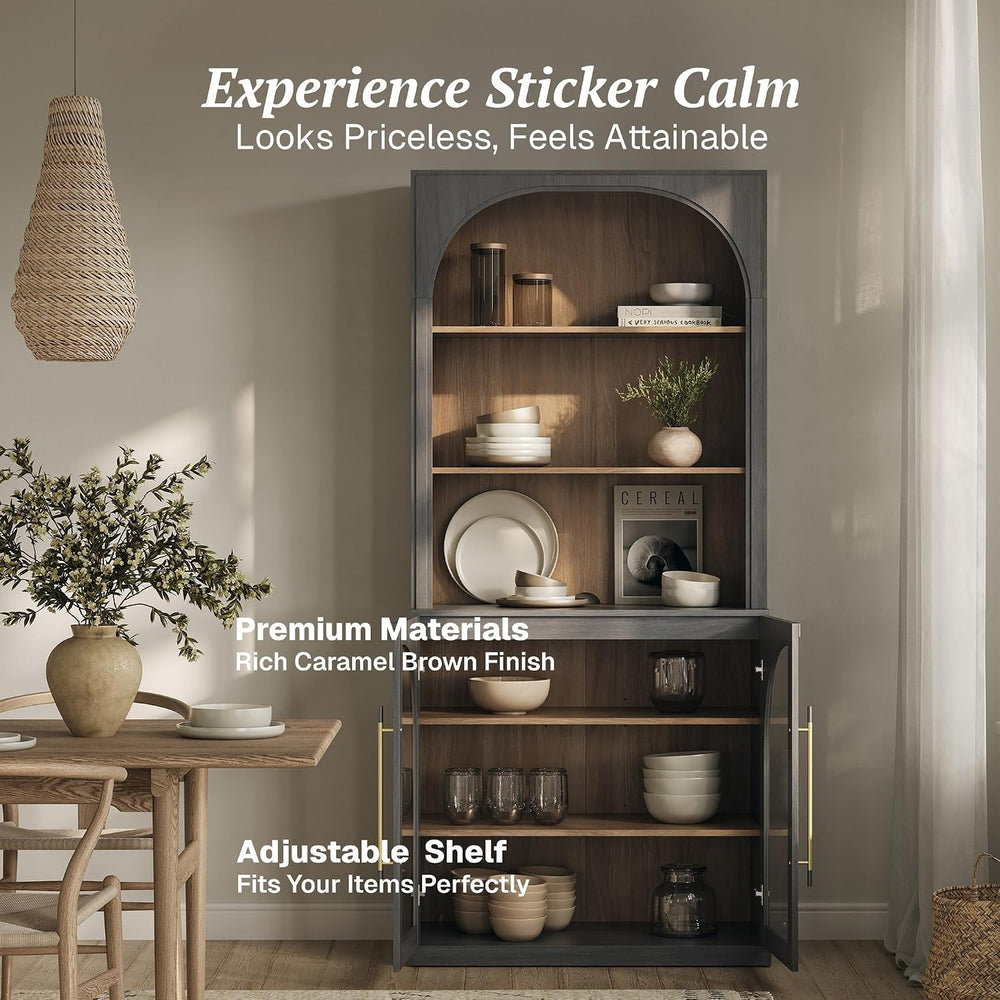 BELLEZE Jagger Storage Cabinet with Glass Door - Ebony