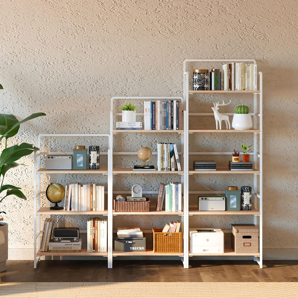 4NM No Assembly Folding Bookshelf Book Shelves, 4-Tier 54"" H Colla...