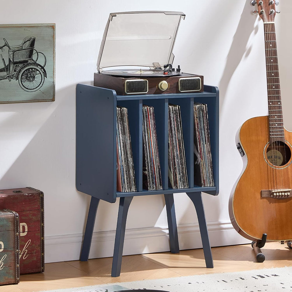 LELELINKY Record Player Stand, Blue Vinyl Record Storage Table for Albums | M...