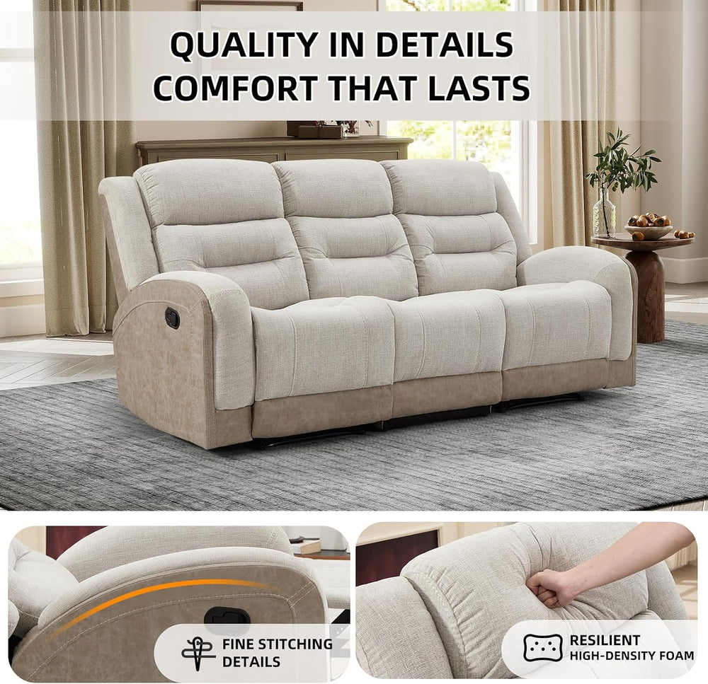 EBELLO 2 Piece Manual Recliner Sofa Set, 1 Loveseat with Center Console, Hidd...