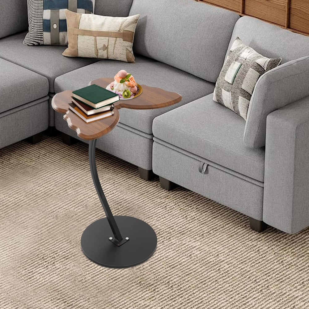 C-Shaped End Table, Butterfly Shaped Sofa Side Table with Metal Frame, Modern...