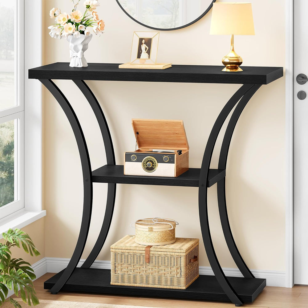 Hoctieon 3 Tier Console Table with Open Wood Shelves, Decorative Entryway Tab...