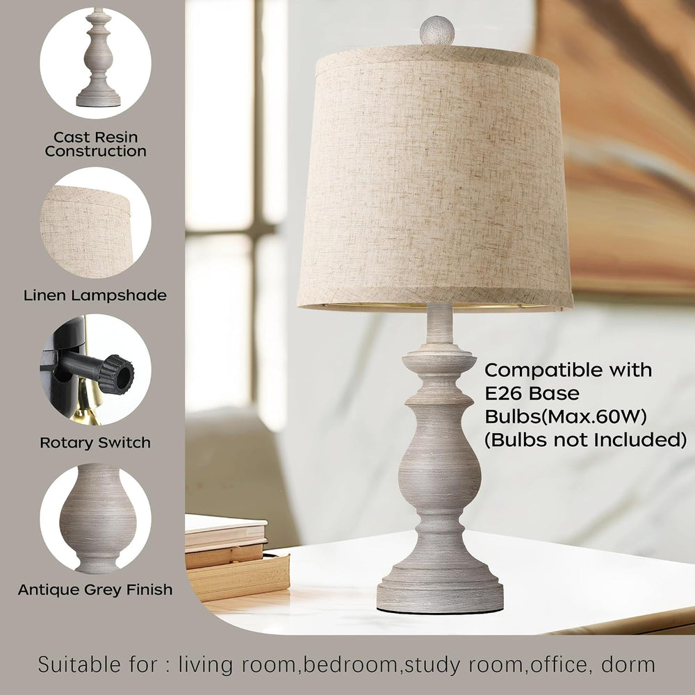 PARTPHONER Traditional Table Lamp Set of 2, Rustic Farmhouse Table Lamps for ...