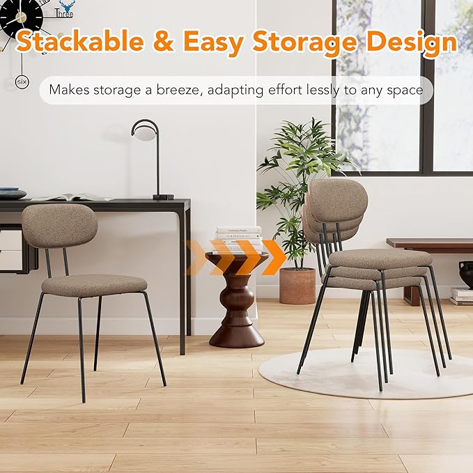 LSSPAID Dining Chairs Set of 4, Linen Fabric Upholstered Dining Room Chairs w...