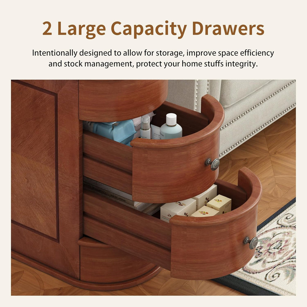 Narrow End Table with Charging Station, Vintage Slim Sofa Side Table & Ni...