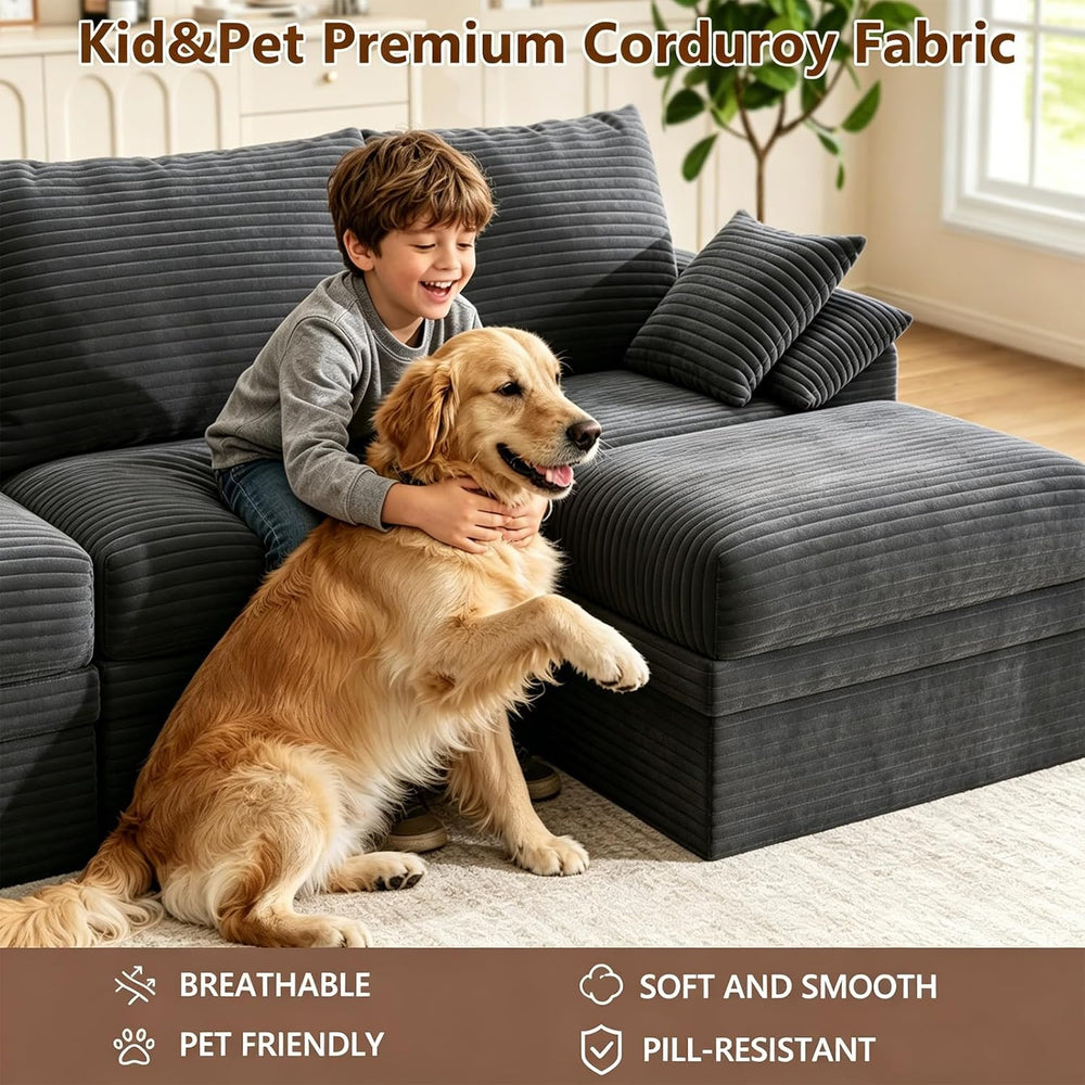 142" Modular Sectional Sofa Couch with Storage,U-Shape 4 Seat Comfy Mode...