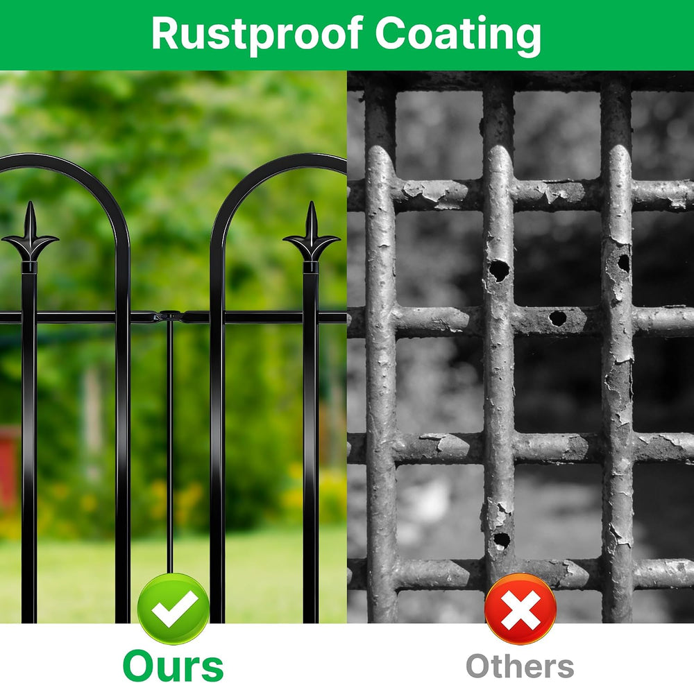 ARIFARO 24" H x 24" W No Digging Garden Fence, 5 Panels 10ft Black ...