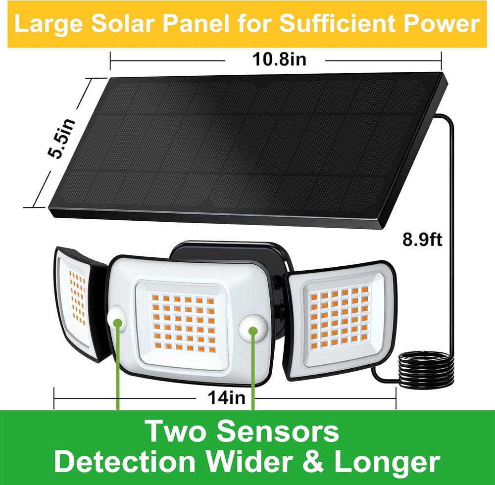 intelamp Outdoor Solar Flood Motion Sensor Light 6000mAh 3000K