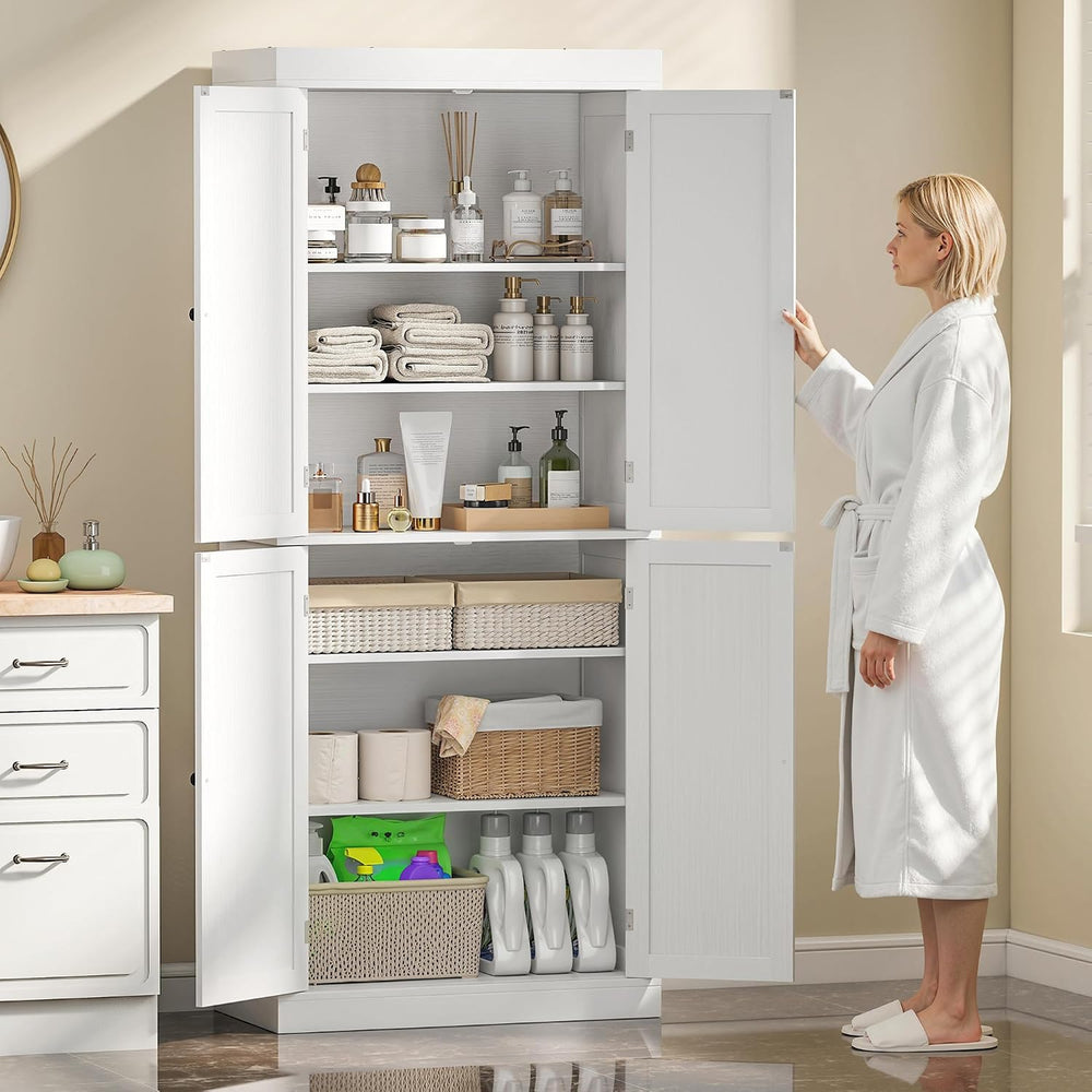 HOMCOM 72.5" Tall Kitchen Pantry Cabinet, Freestanding Modern Farmhouse ...